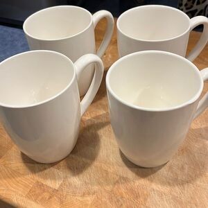 Food Network Creamy White Ceramic Stoneware Microwave Safe Mugs- 12 Oz cups